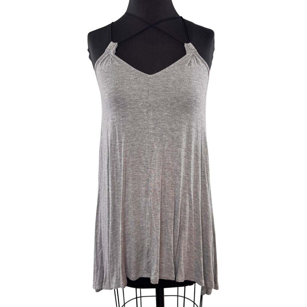 Bella Luxx Heather Gray Top Stretch Halter Neck Sleeveless Pullover Size Small S
